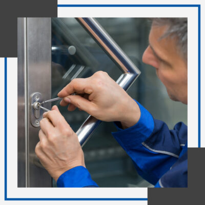 locksmith repairing commercial door lock