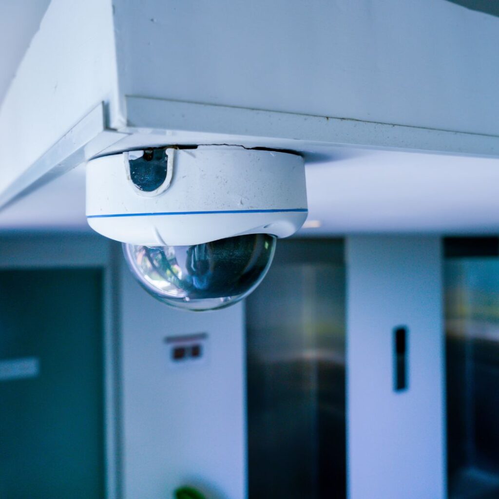 security camera in commercial building