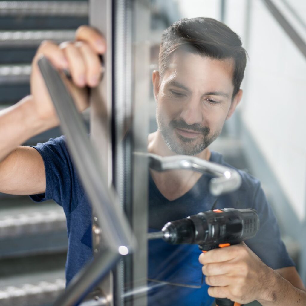 locksmith installing lock in glass door