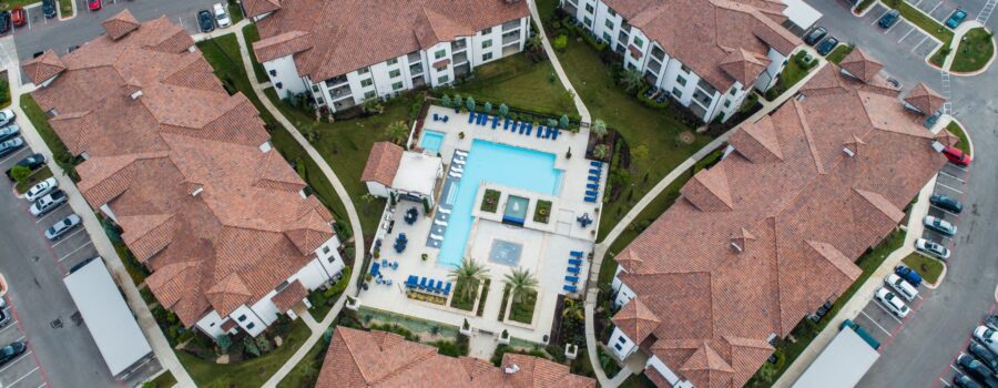 overhead view of apartment complex