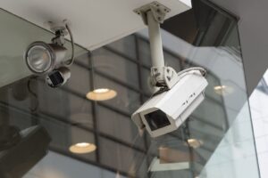 cctv camera suspended from building