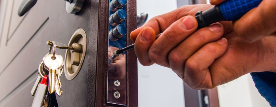 a locksmith unlocking a door
